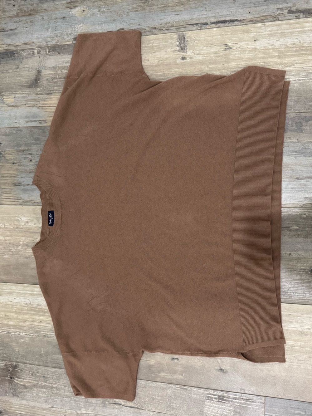 Short-Sleeve Crewneck Sweater - Brown (M)